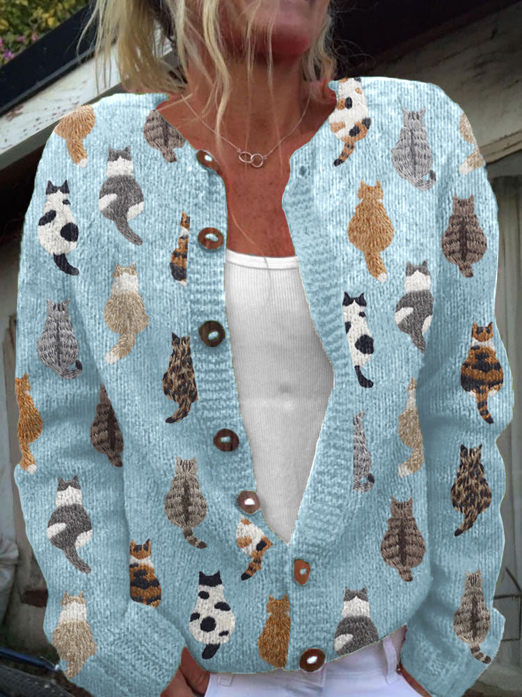 Elara® | Le Cardigan Imprimé de Chats