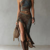 Elena ∙ Robe longue asymétrique à épaule unique avec imprimé ethnique et fente haute