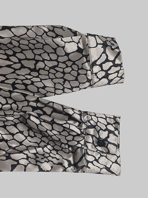 Elara · Chemisier Satiné à Motif Artistique