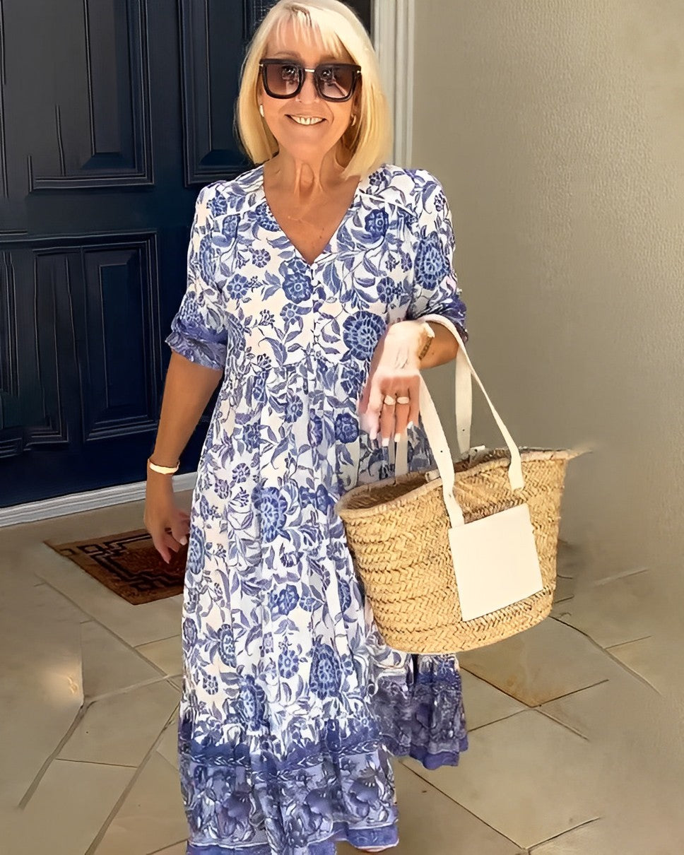 Keisha | Robe Florale Élégante à Col V