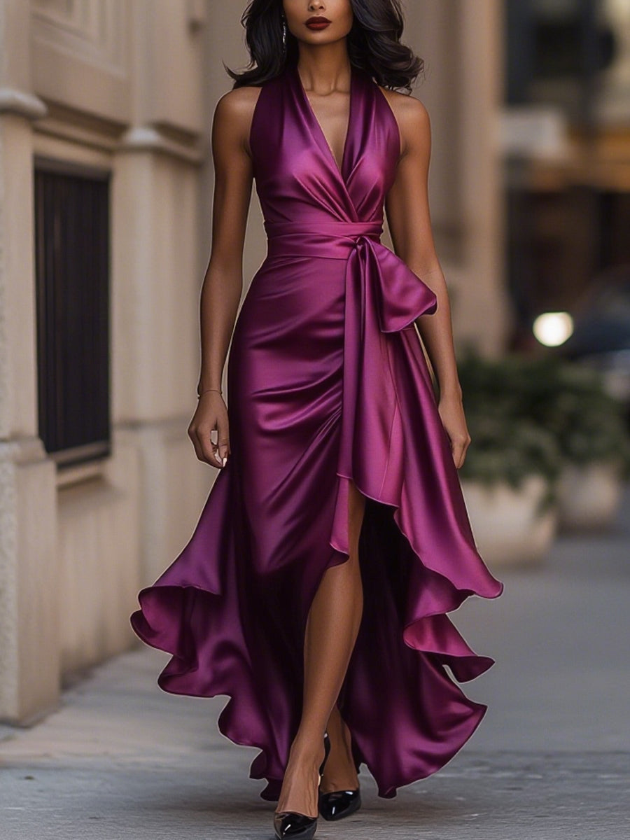 La Scintilla | Robe en Satin Drapé à la Taille