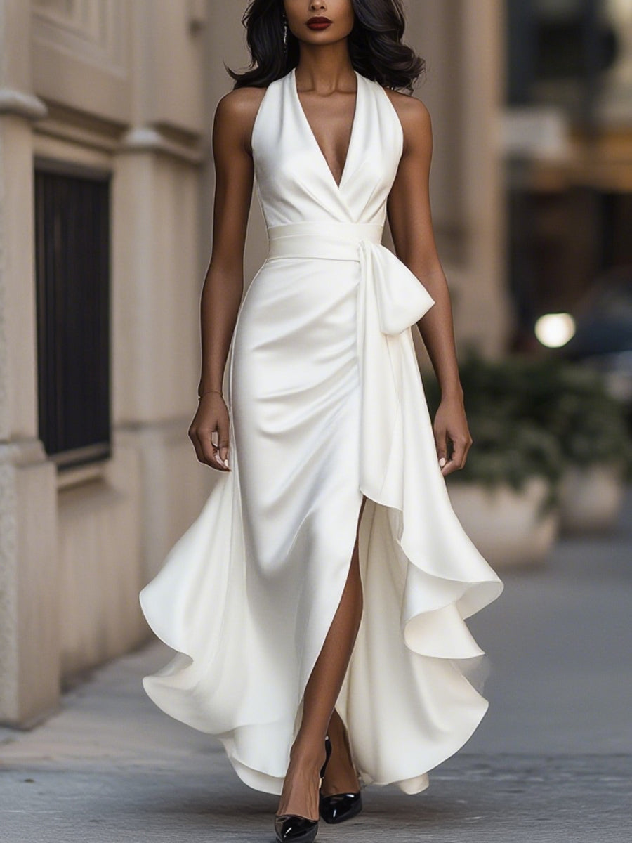 La Scintilla | Robe en Satin Drapé à la Taille