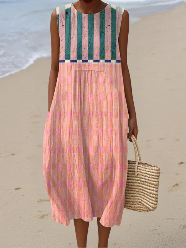 Lily™ | Robe Midi Pastel Rayée