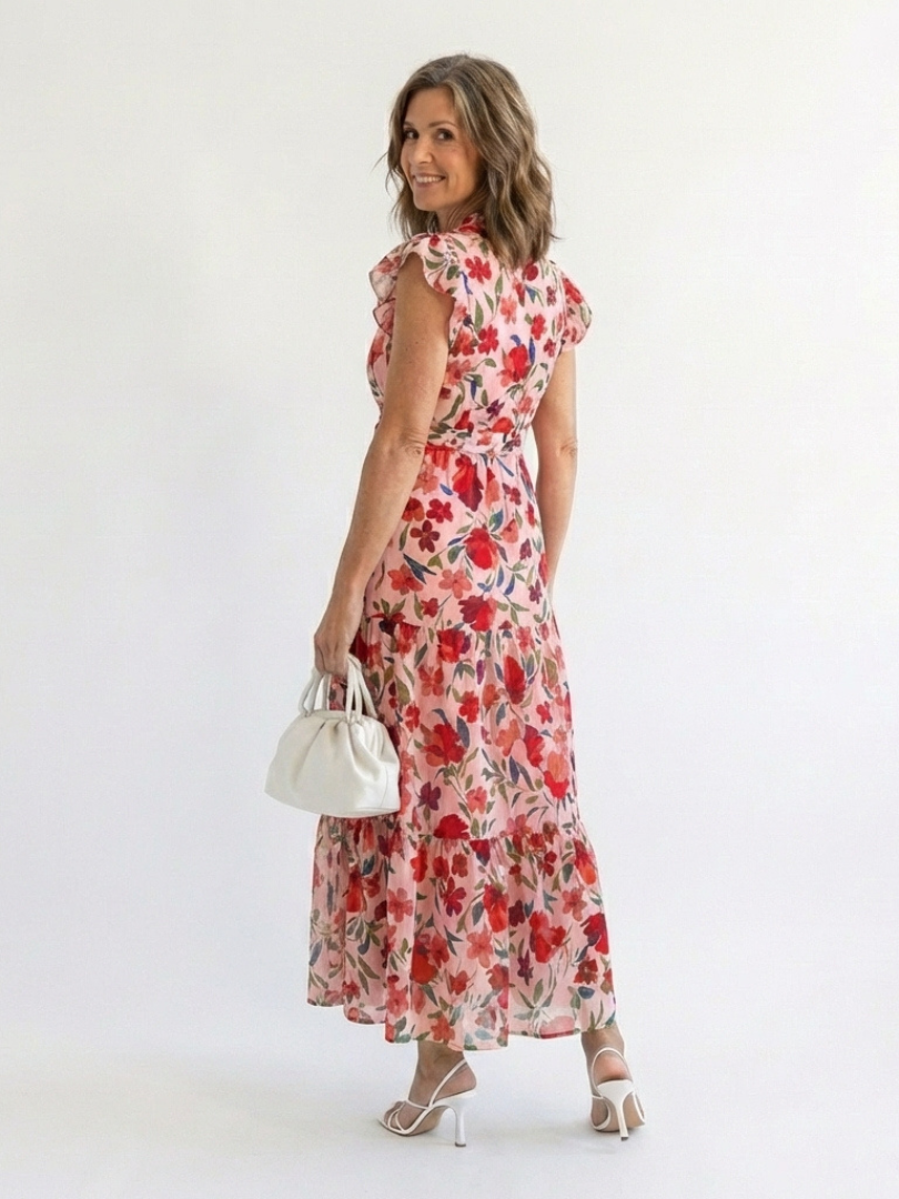 Lila | Robe Midi Évasée à Imprimé Floral