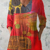 Riley | Chemise V-Cou Abstraite Moderne