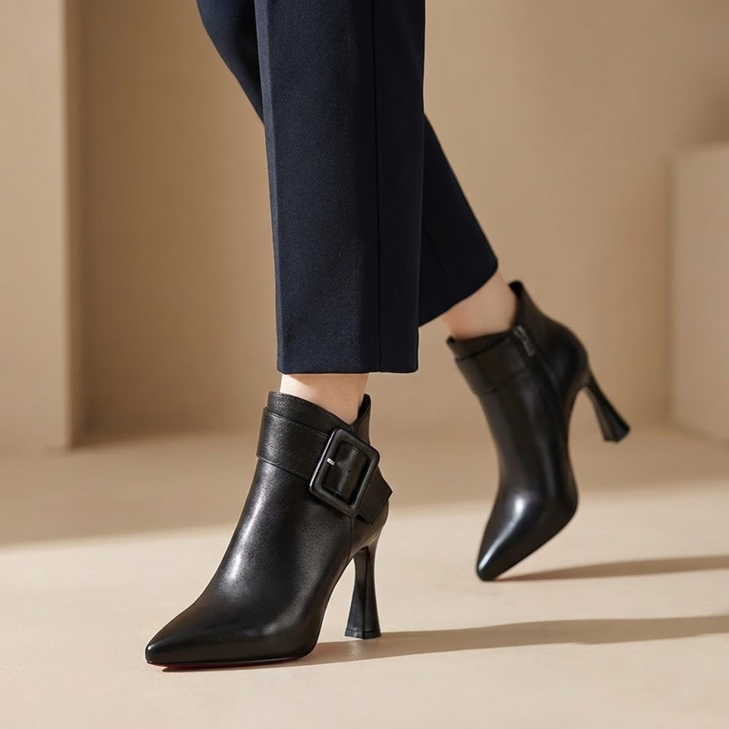 Elara · Bottines Élégantes à Talon avec Boucle Oversize