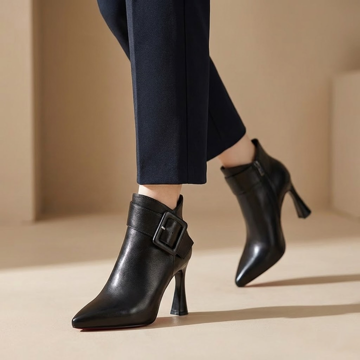 Elara · Bottines Élégantes à Talon avec Boucle Oversize