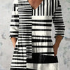 Evelyn | Chemise V-Neck à Rayures Abstraites