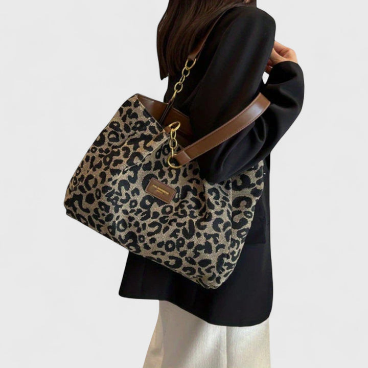 Elara · Sac Shopping en Toile à Motif Léopard