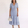 Dakota | Robe midi à manches courtes et rayures