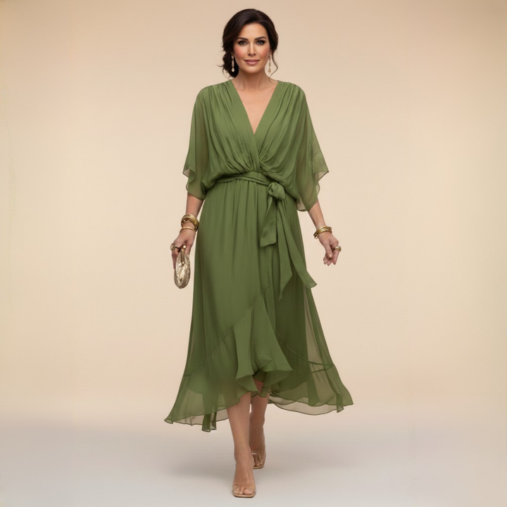 La Scintilla | Robe en chiffon avec décolleté en V