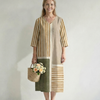 Soren | Robe midi à rayures mélangées légères