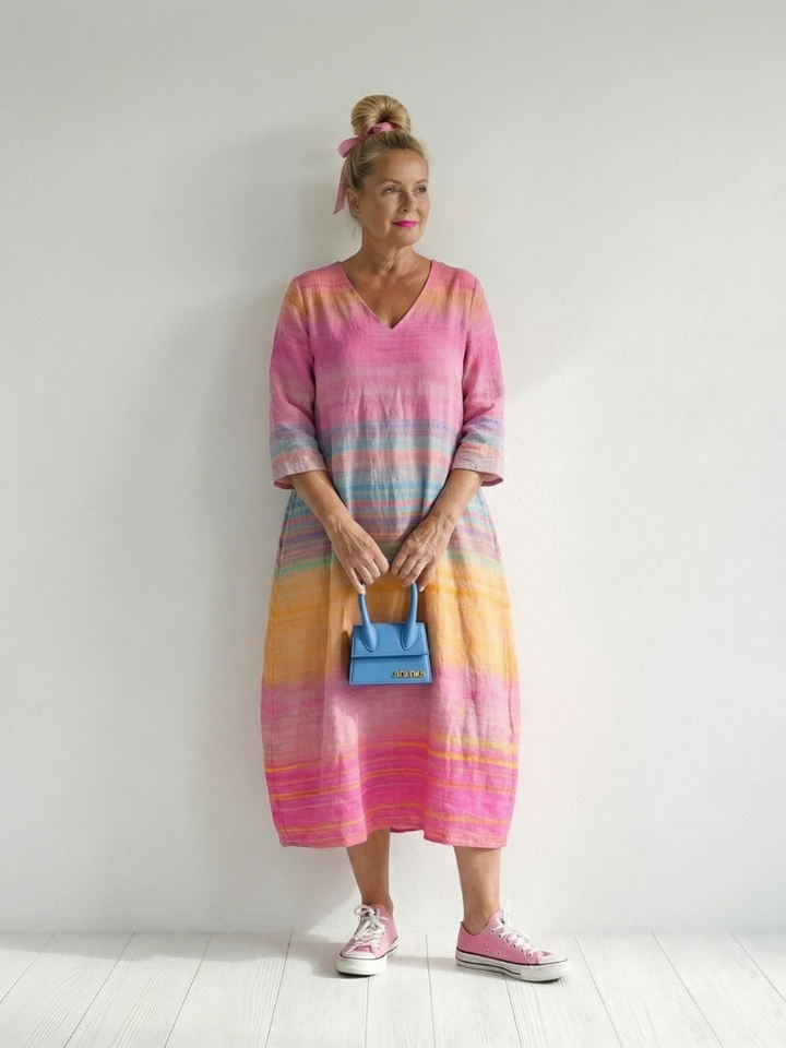 Blake | Robe Midi Rayée Dégradé