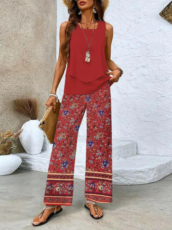 Elara · Ensemble Élégant sans Manches et Pantalon Ample