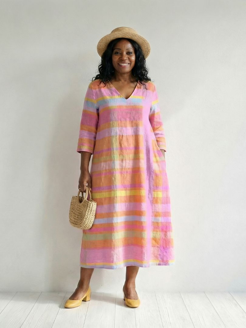Tessa | Robe Midi Rayée Drapeau Facile