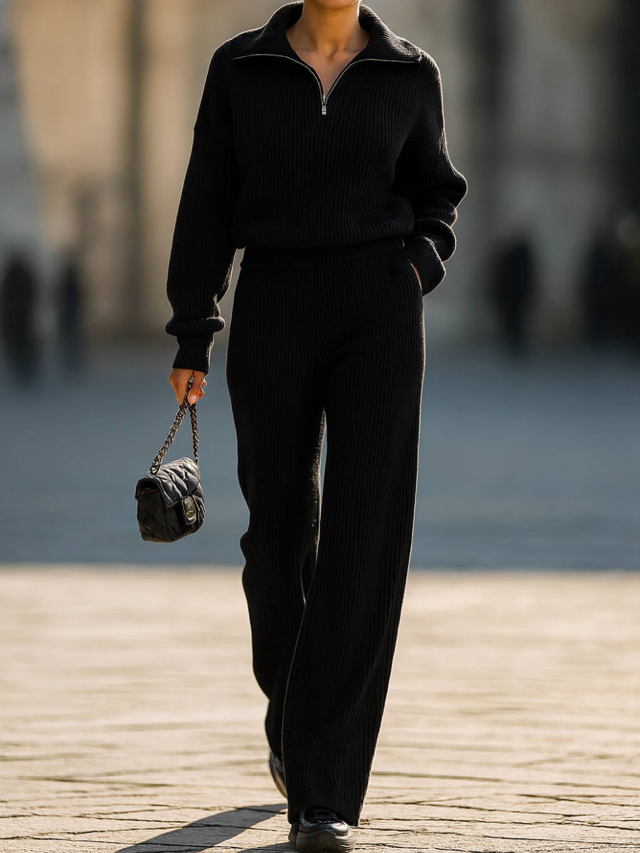 Elara · Ensemble Côtelé Luxe Deux Pièces