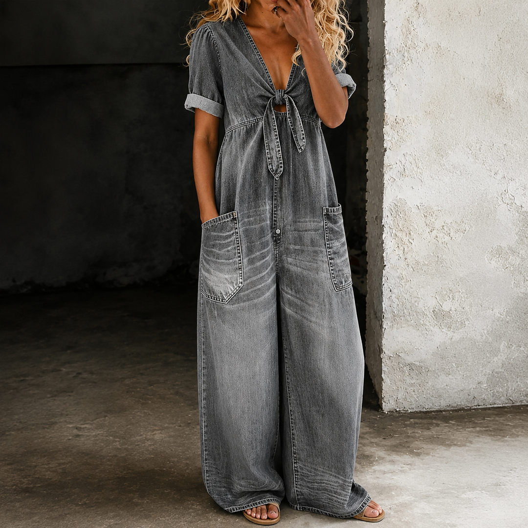 Maya | Salopette en Denim à Jambes Larges