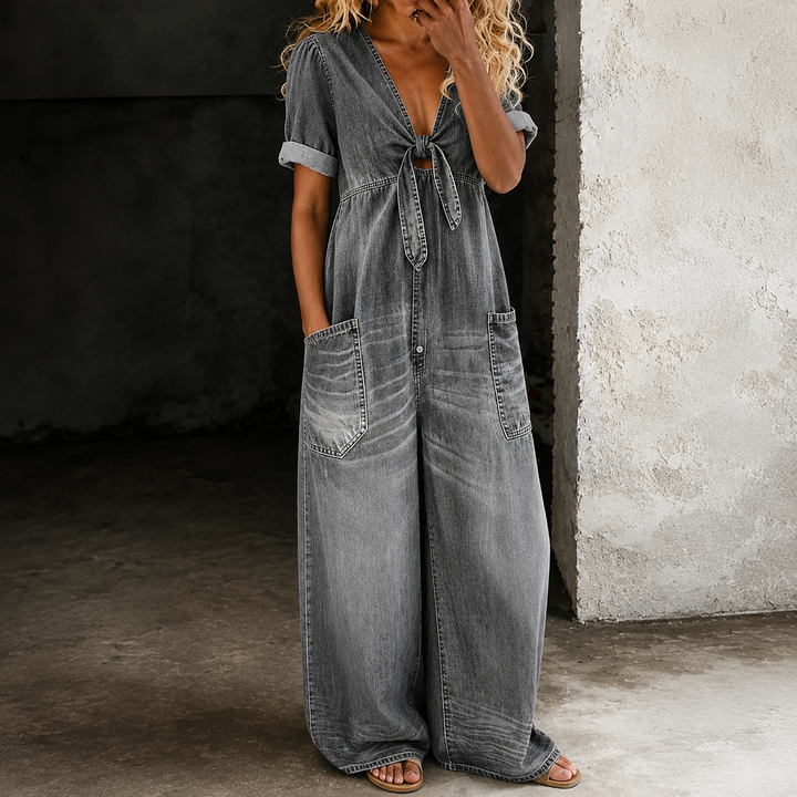 Maya | Salopette en Denim à Jambes Larges