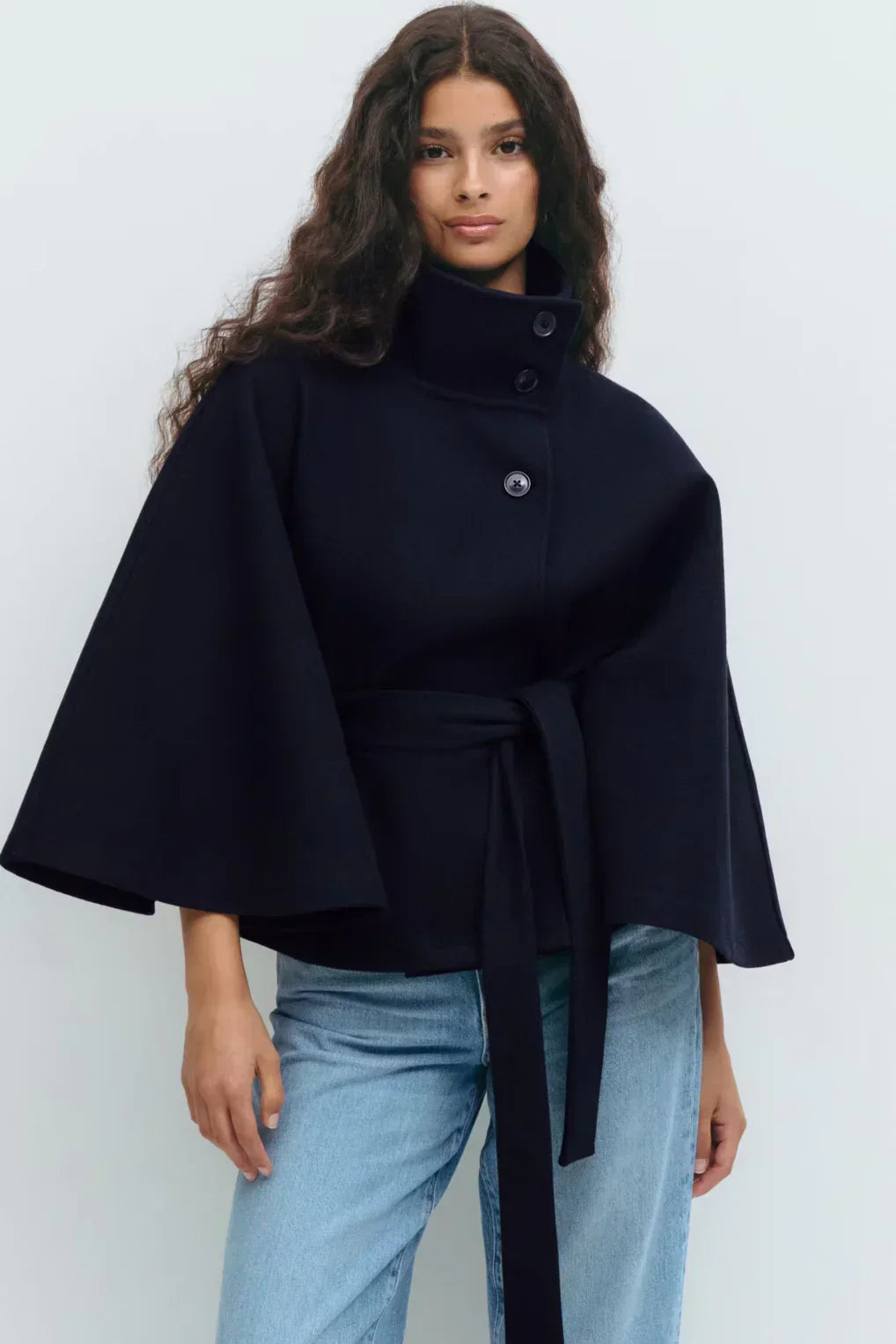 Elara · Cape Jacket with Belt