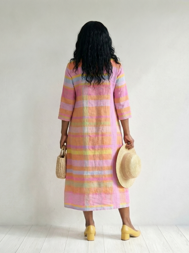 Tessa | Robe Midi Rayée Drapeau Facile