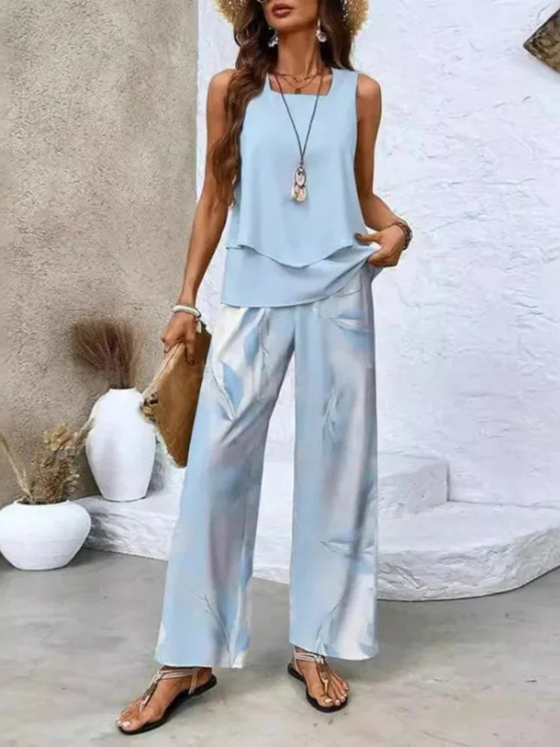 Elara · Ensemble Élégant sans Manches et Pantalon Ample