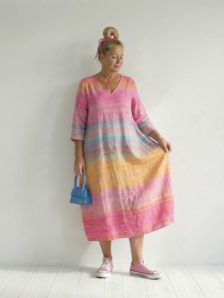 Blake | Robe Midi Rayée Dégradé