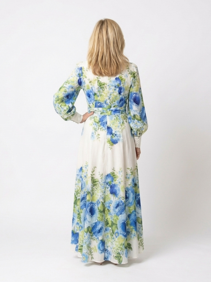 Harper | Robe maxi à manches longues avec boutons et imprimé floral