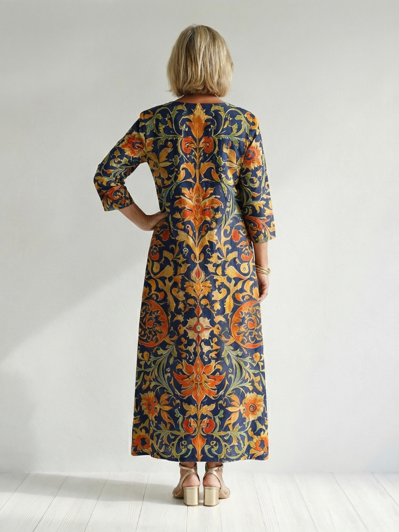 Elise | Robe Midi Florale Ornée