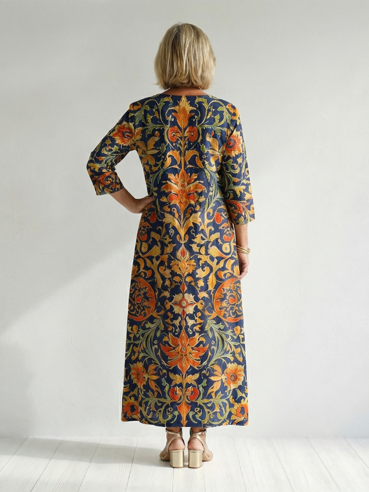 Elise | Robe Midi Florale Ornée