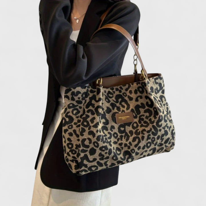 Elara · Sac Shopping en Toile à Motif Léopard