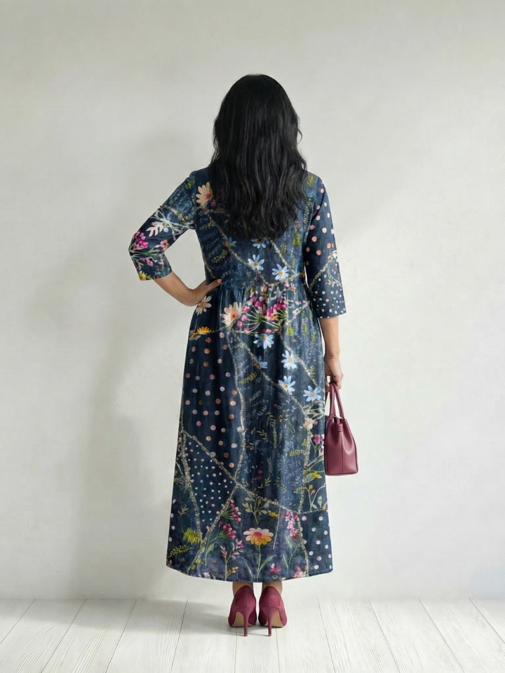 Zane | Robe Midi Fleurie Facile à Rassembler