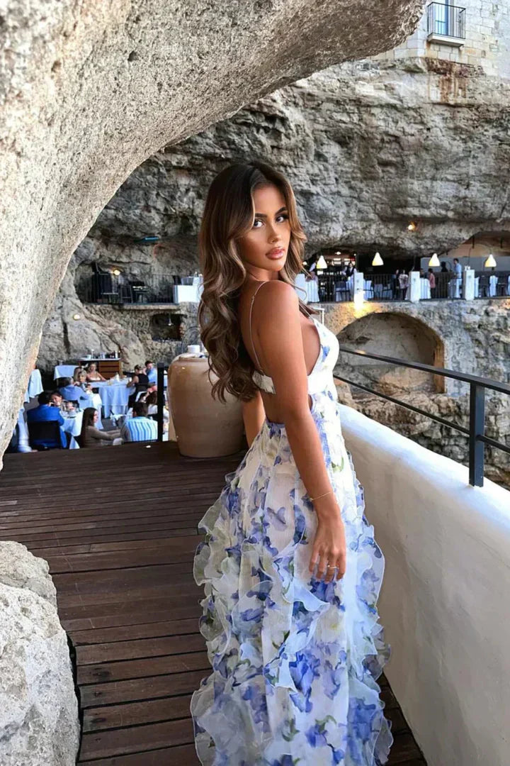 Uri™ | Robe Midi Florale avec Volants
