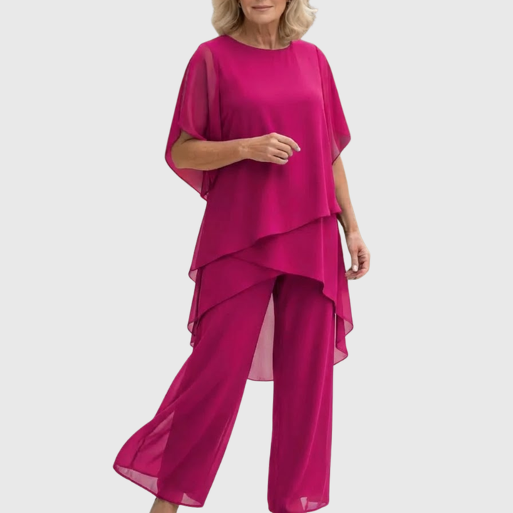 Elara · Ensemble élégant avec pantalon palazzo drapé