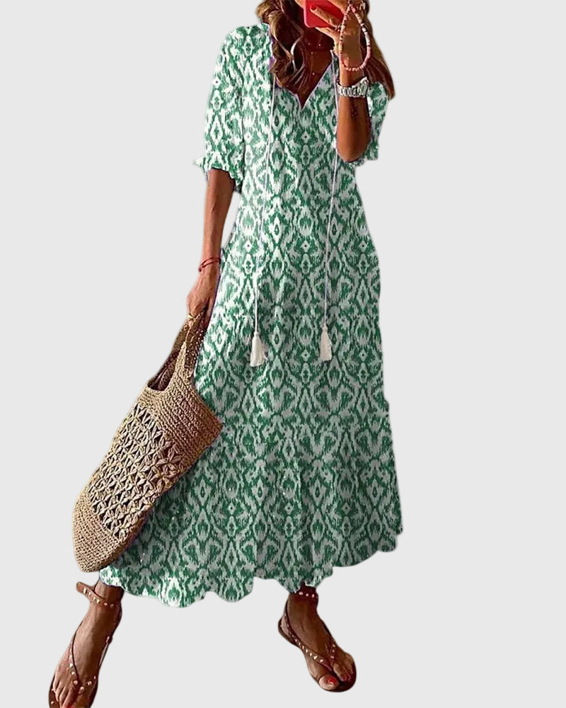 Amalia | Robe Maxi Vintage Boho d'Été