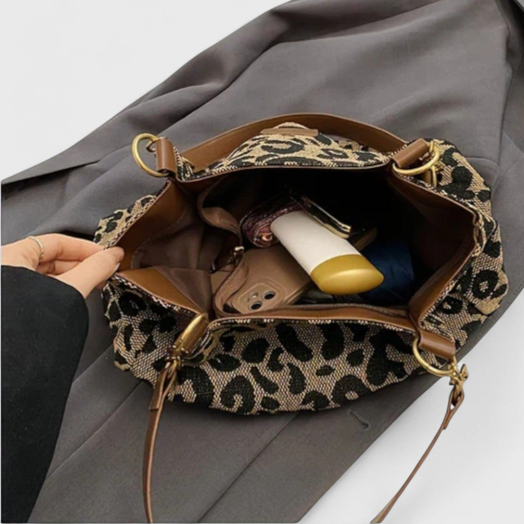 Elara · Sac Shopping en Toile à Motif Léopard