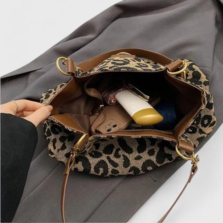Elara · Sac Shopping en Toile à Motif Léopard