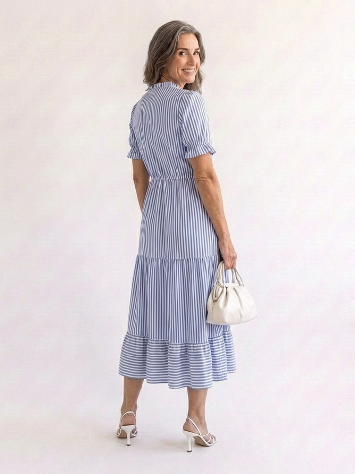 Dakota | Robe midi à manches courtes et rayures