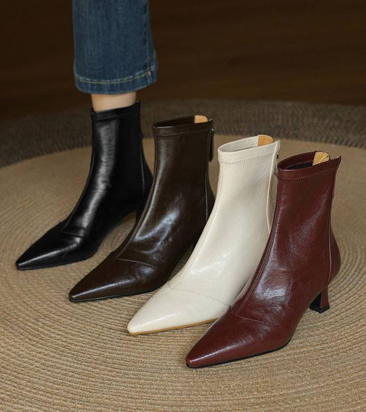 Elara · Bottines en cuir à talon raffiné