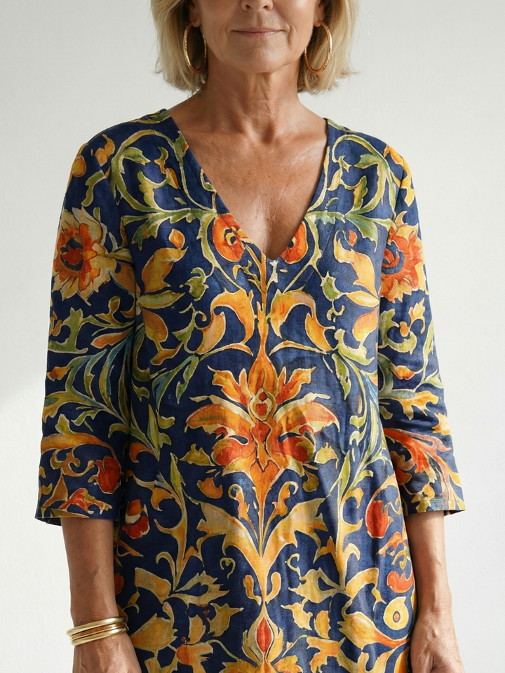 Elise | Robe Midi Florale Ornée