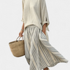 Aurcyn | Blouse Ample Confortable & Jupe Midi Rayée