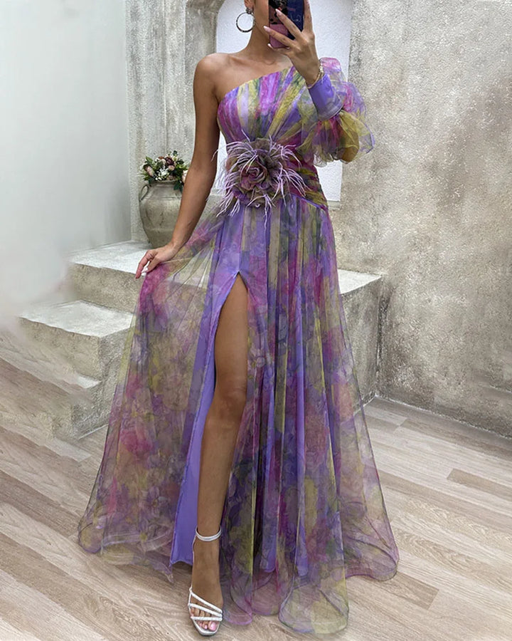 Orit™ | Robe Asymétrique à Manches Uniques et Fente