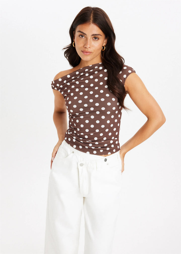 Elara · Haut Asymétrique à Pois