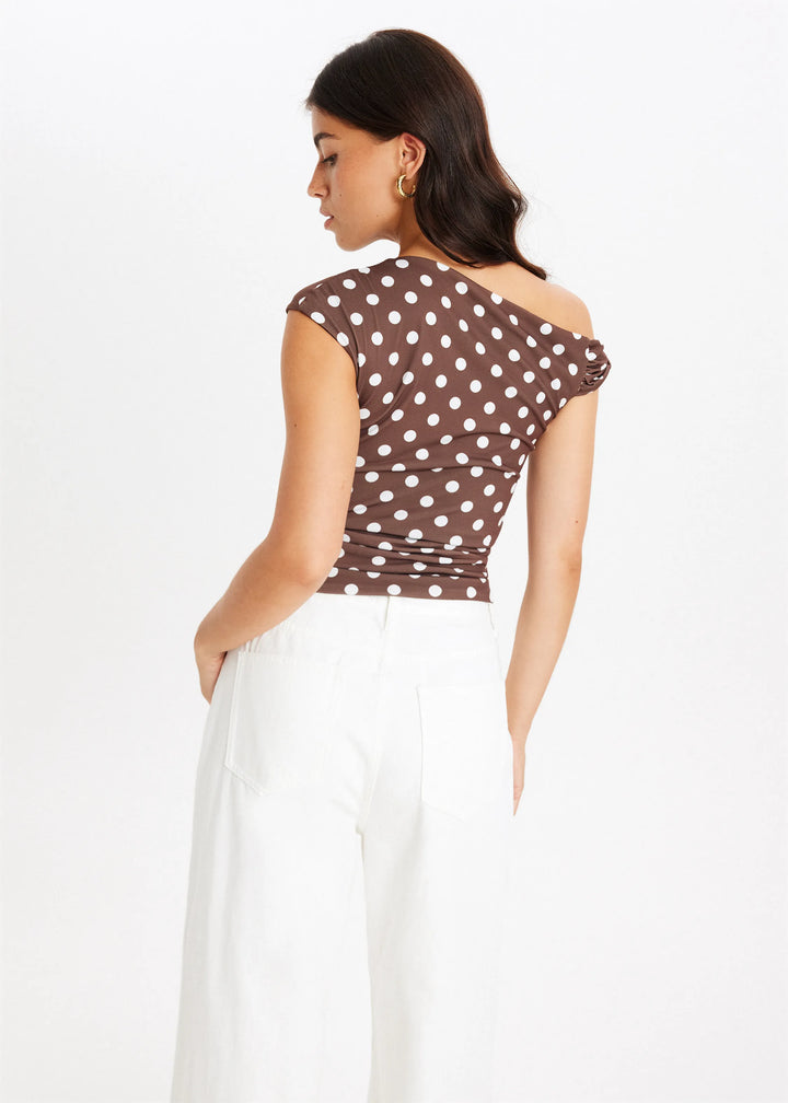 Elara · Haut Asymétrique à Pois