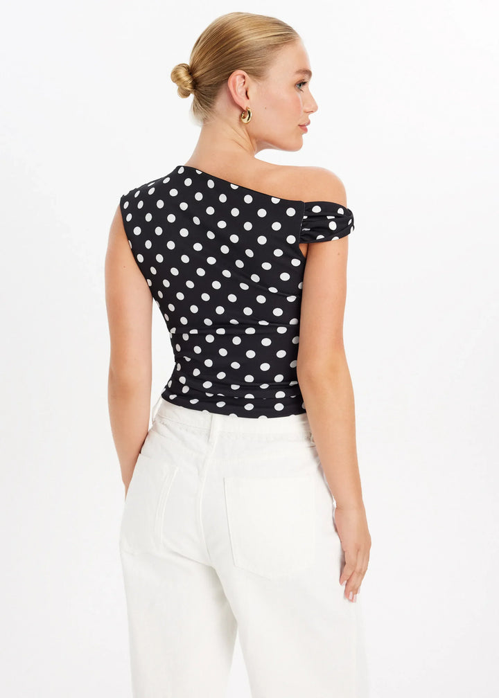 Elara · Haut Asymétrique à Pois