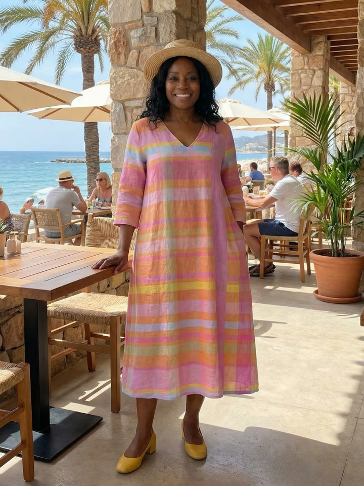 Tessa | Robe Midi Rayée Drapeau Facile