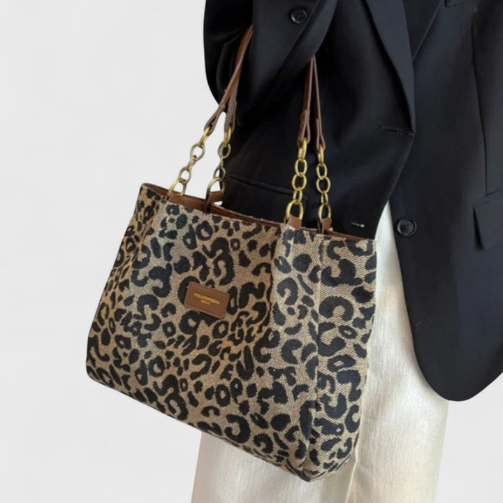 Elara · Sac Shopping en Toile à Motif Léopard