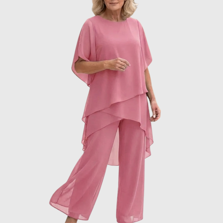 Elara · Ensemble élégant avec pantalon palazzo drapé