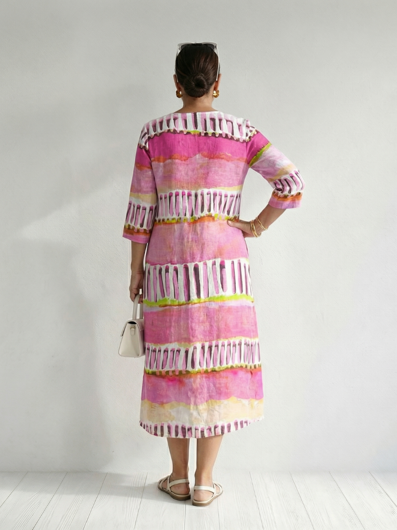 Calla | Robe Midi à Rayures à Motif Facile