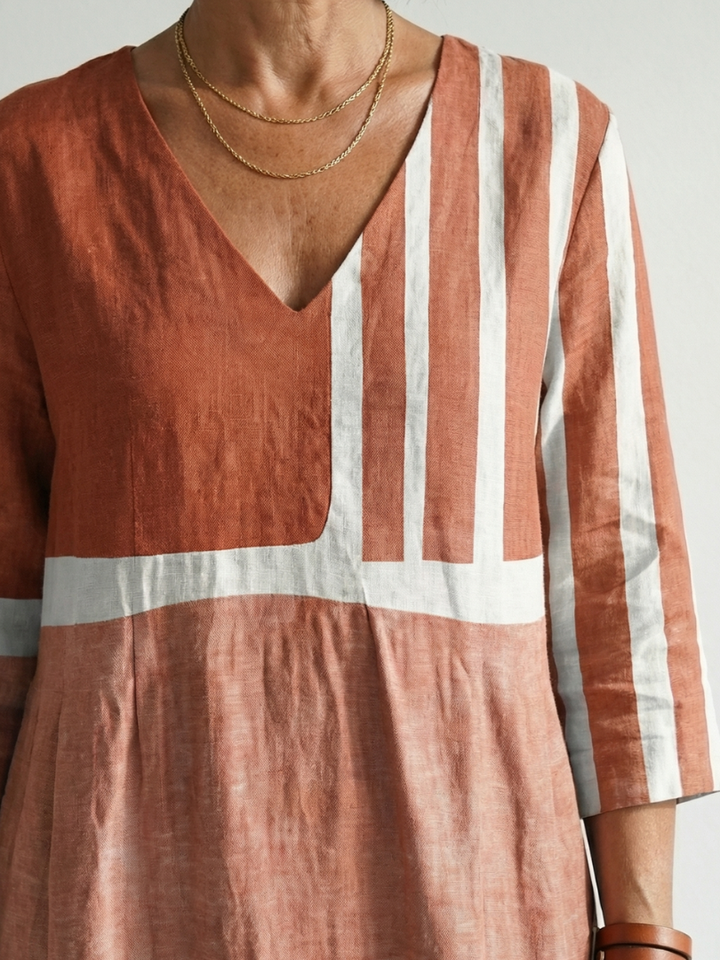 Remy | Robe Midi à Rayures Mélangées