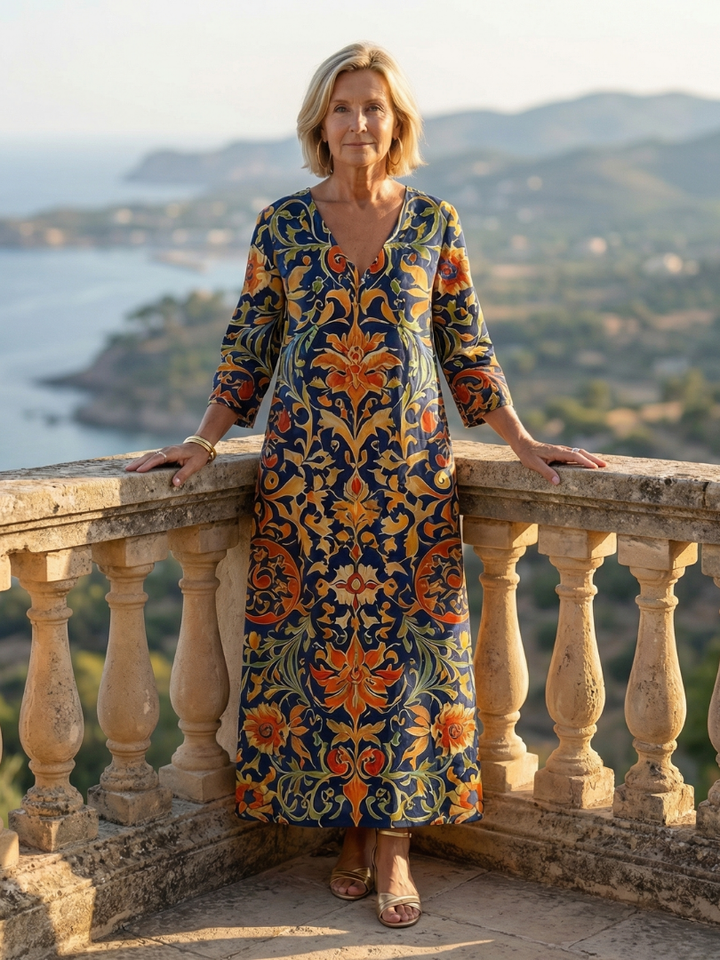 Elise | Robe Midi Florale Ornée